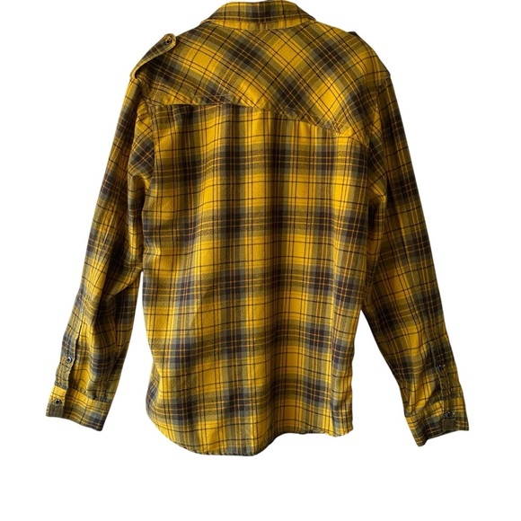 Volcom Men’s Yellow Plaid Skate Snow Longsleeve Button Down Flannel Shirt SZ M - Picture 2 of 10